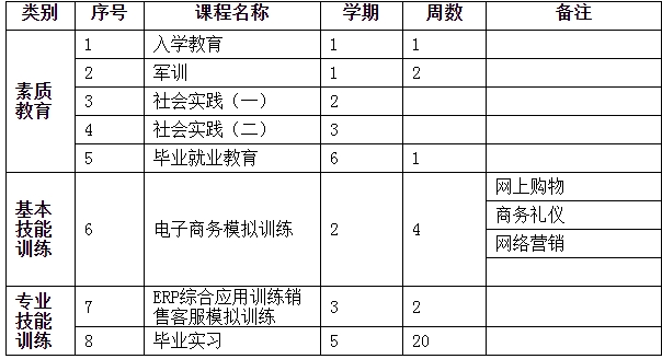 實(shí)踐教學(xué)環(huán)節(jié)安排表