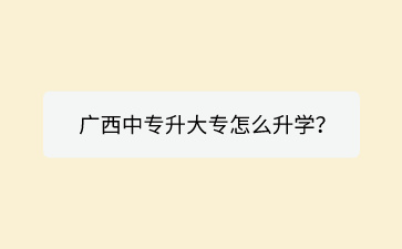 廣西中專升大專怎么升學？
