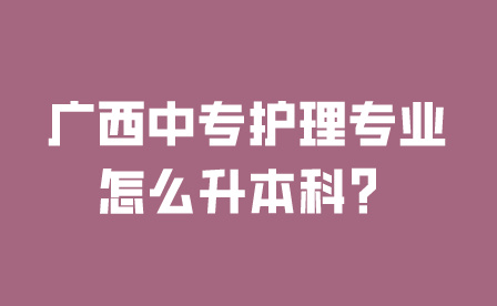 廣西中專護理專業怎么升本科？